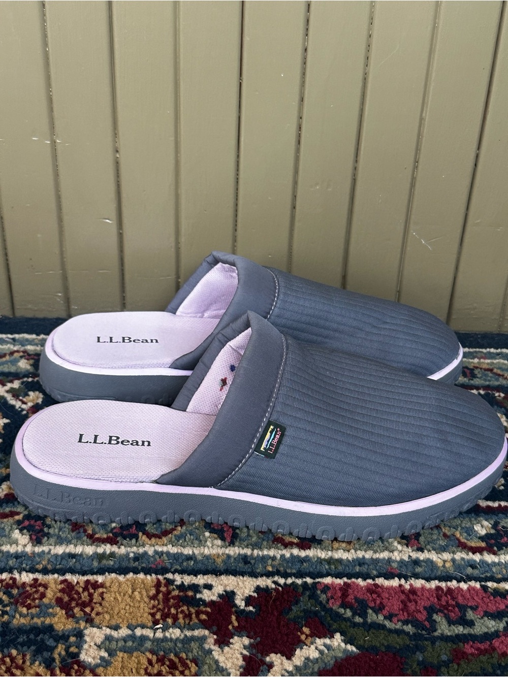 L.L. Bean Airlight Slipper Scuffs Gray Lavender 9